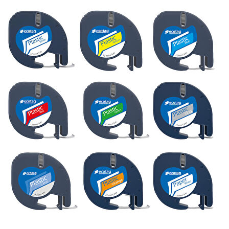 Ecotag Dymo Letratag Muadili Plastik Yeşil Serit Etiket - 12 mm x 4 nt