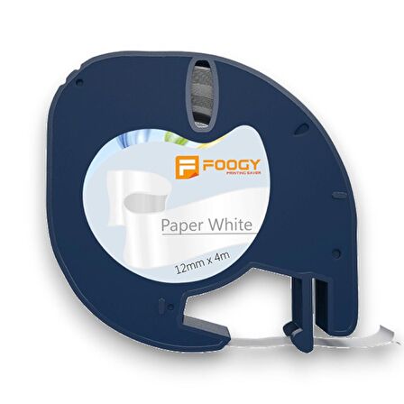 Ecotag Dymo Letratag Muadili Kağıt Beyaz Serit Etiket - 12 mm x 4 nt