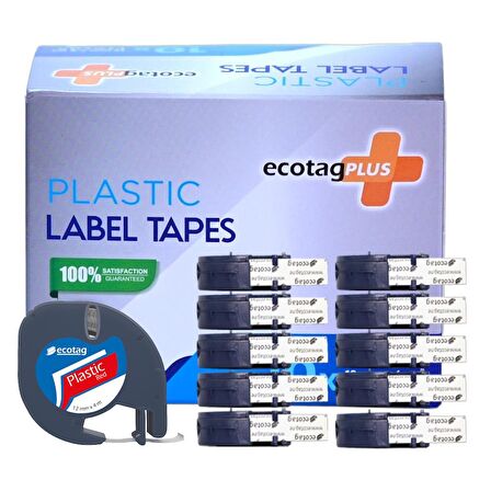 Ecotag Dymo Letratag Muadili Plastik Kırmızı Serit Etiket - 12 mm x 4 nt