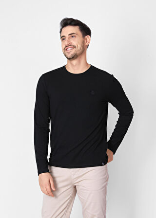 Adam Boxes O Yaka Uzun Kollu T-shirt NP-Dolargo - Siyah
