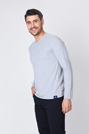 Adam Boxes O Yaka Uzun Kollu T-shirt NP-Dolargo - Açık Gri