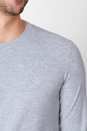 Adam Boxes O Yaka Uzun Kollu T-shirt NP-Dolargo - Açık Gri