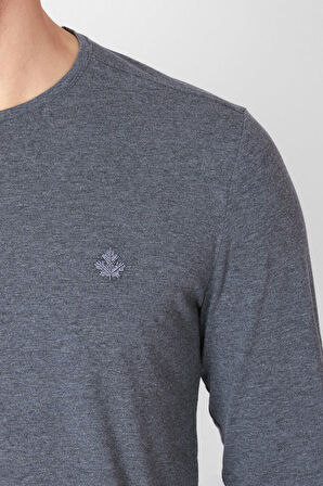 Adam Boxes O Yaka Uzun Kollu T-shirt NP-Dolargo - Koyu Gri