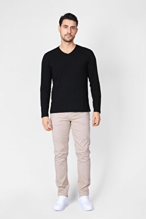 Adam Boxes V Yaka Uzun Kollu T-shirt NP-Trelargo - Siyah