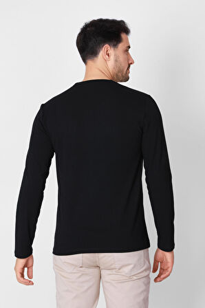 Adam Boxes V Yaka Uzun Kollu T-shirt NP-Trelargo - Siyah