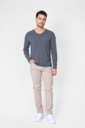 Adam Boxes V Yaka Uzun Kollu T-shirt NP-Trelargo - Koyu Gri