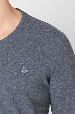 Adam Boxes V Yaka Uzun Kollu T-shirt NP-Trelargo - Koyu Gri