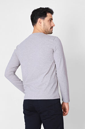 Adam Boxes V Yaka Uzun Kollu T-shirt NP-Trelargo - Kahve Melanj