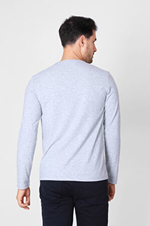 Adam Boxes Düğmeli Bisiklet Yaka Uzun Kollu T-shirt NP-Collargo - Açık Gri