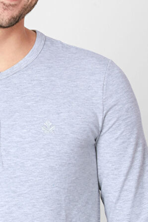 Adam Boxes Düğmeli Bisiklet Yaka Uzun Kollu T-shirt NP-Collargo - Açık Gri