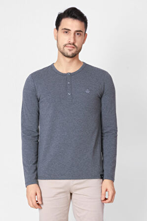 Adam Boxes Düğmeli Bisiklet Yaka Uzun Kollu T-shirt NP-Collargo - Koyu Gri