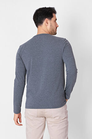 Adam Boxes Düğmeli Bisiklet Yaka Uzun Kollu T-shirt NP-Collargo - Koyu Gri