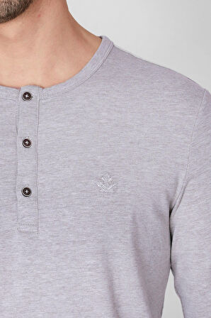 Adam Boxes Düğmeli Bisiklet Yaka Uzun Kollu T-shirt NP-Collargo - Kahve Melanj