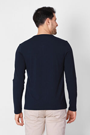 Adam Boxes Düğmeli Bisiklet Yaka Uzun Kollu T-shirt NP-Collargo - Lacivert