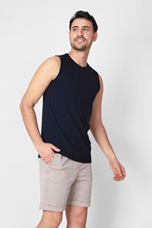 Adam Boxes O-Yaka Kolsuz T-shirt Cuerposino - Lacivert