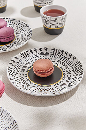 Tribe 4 Seramik Tabak Siyah Beyaz