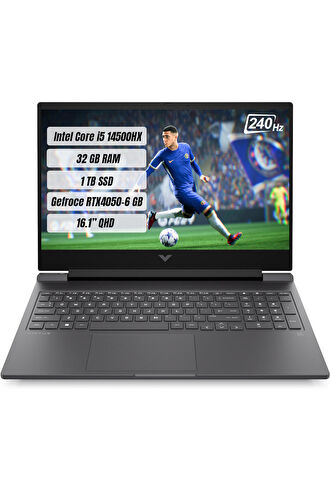 HP Victus 16-R1000NT Intel Core i5 14500HX 32 GB 1 TB SSD RTX4050-6GB Freedos 16.1" QHD 240 Hz Taşınabilir Bilgisayar 9J204EA