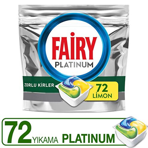 Fairy Platinum Limon Kokulu 72 Yıkama Tablet Bulaşık Makinesi Deterjanı 72 Adet 