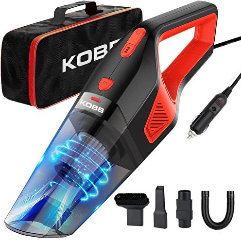 KOBB KBV12 12Volt/120Watt Araç Süpürgesi + 5 Parça Aksesuar Seti + Taşıma Çantası 