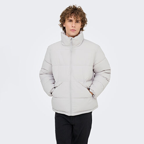 Only&Sons Pack Life Puffer Erkek Mavi Dik Yaka Mont