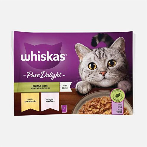 Whiskas Pure Delight Tavuk ve Somon Dilimli 340 gr Yetişkin Kedi Yaş Maması