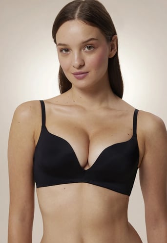 #Hiççamaşırı Siyah Decollette Push Up Balensiz Sütyen