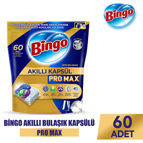 Bingo Akıllı Kapsül Pro Max Bulaşık Makinesi Deterjanı Tableti 60'lı