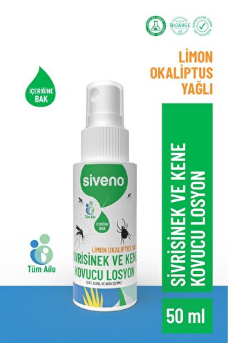 Siveno Sivrisinek Ve Kene Kovucu Sprey Krem Bitkisel Tüm Vücut İçin Seyahat Tatil Boy 50 ml