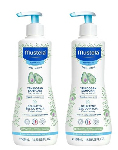 Mustela Göz Yakmayan Avokado Özlü Yenidoğan Uyumlu Saç ve Vücut Şampuanı 2x500 ml