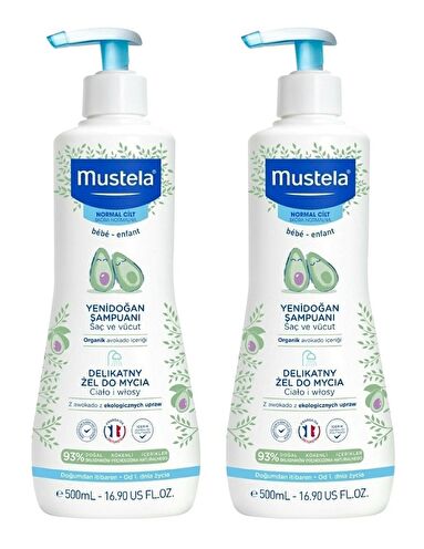 Mustela Gentle Cleansing Gel Yenidoğan Şampuan 500 ml x 2 Adet