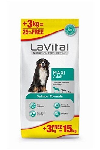 LaVital Somonlu Büyük Irk Yavru Kuru Köpek Maması 12 kg-3 kg