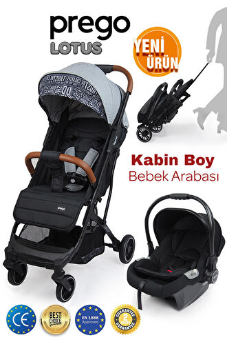 Prego Lotus Katlanabilir Kabin Boy Travel Bebek Arabası Gri 2033