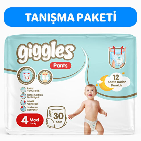 Giggles Pants Külotlu Bebek Bezi 4 Numara Maxi 30 Adet