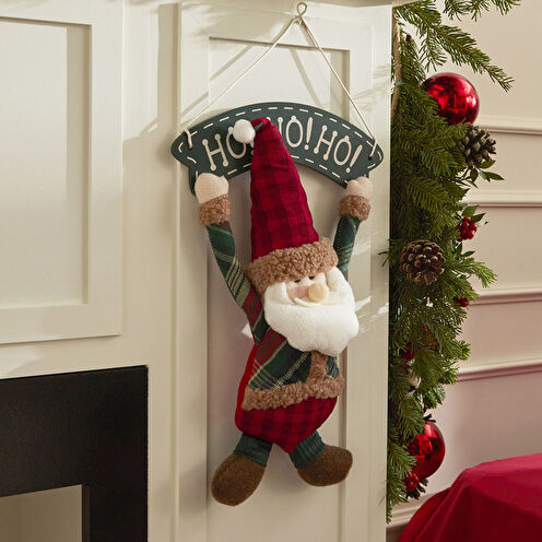 Karaca Home New Year Yılbaşı Green Santa Kapı Süsü 23x7x39 cm