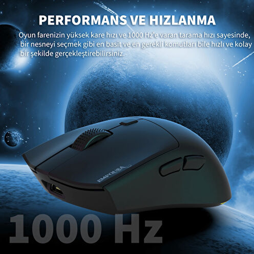 Inca IMG-326MX Empousa Bluetooth+Wireless+Wired 3 Mod Rechargeable 8000 Dpi 6D Macro Keys  Gaming Mouse 