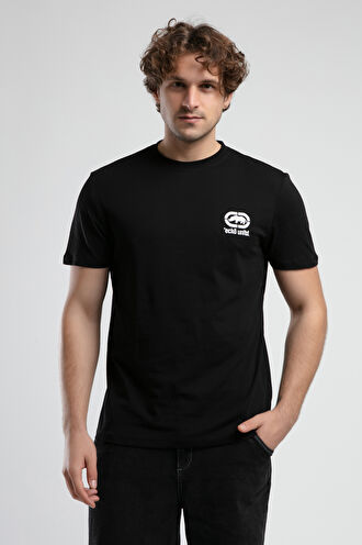 CORINTH Siyah_B Bisiklet Yaka Baskılı Standard Fit Erkek Tshirt