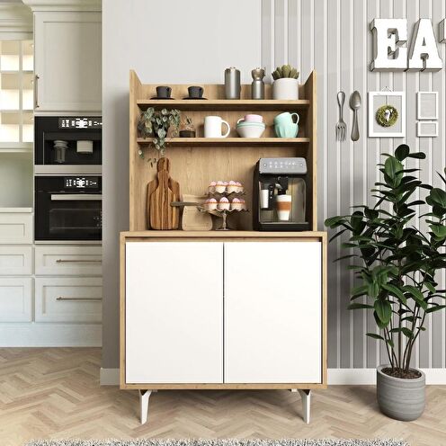 Salt Kahve Köşesi , Raflı Çok Amaçlı Dolap Sepet - Beyaz