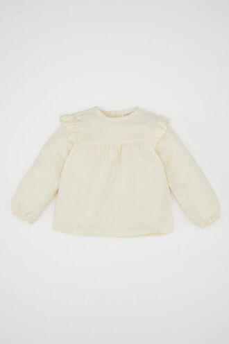 Kız Bebek Bisiklet Yaka Twill Uzun Kollu Gömlek