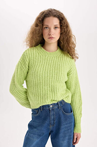 Coool Oversize Fit Geniş Kalıp Bisiklet Yaka Triko Kazak