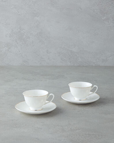 English Home Sakura New Bone China 4 Parça 2 Kişilik Kahve Fincan Takımı Gold