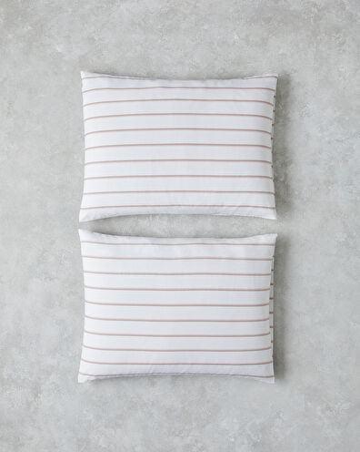 Serene Stripes Pamuklu 2'li Yastık Kılıfı 50x70 cm Pembe
