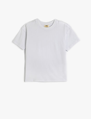 Basic Oversize Tişört Kısa Kollu Bisiklet Yaka Pamuklu
