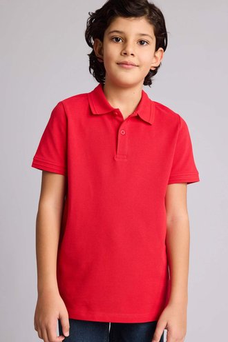 Regular Fıt Polo Yaka Basıc Düz Pike Kısa Kollu Polo Tişört Erkek Çocuk