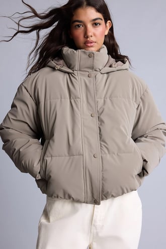 Su İtici Regular Fit Kapüşonlu Şişme Mont