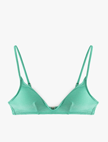 Hafif Destekli Parlak İnce Askılı Bikini Üstü