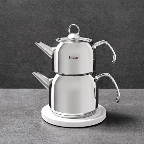 Hisar Satürn Midi Çelik Çaydanlık Cam Kapak