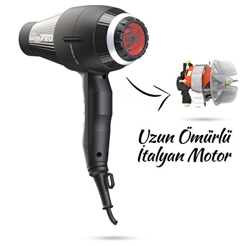 Etap Electra Pro 2500Watt İonic Profesyonel Seri Kuaför Fön Makinesi Ve Curly Difüzör (İtalyan Motor)