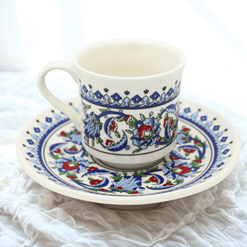 Kütahya Desenli 6 Kişilik Klasik Porselen Kahve Fincan Takımı