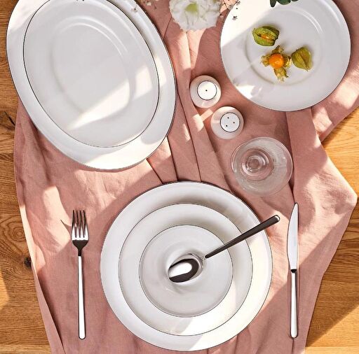 Emsan Alicia Fine Bone 60 Parça 12 Kişilik Yemek Takımı Yuvarlak Platin