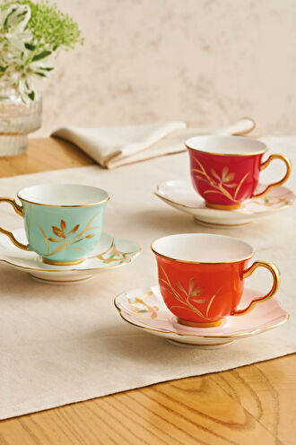 İstanbul Porselen Berin 2'li Kahve Fincan Takımı Turuncu 90 ml